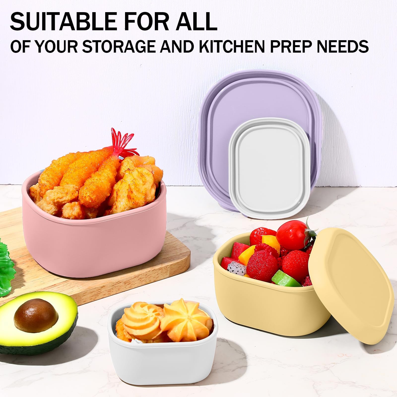 Blushtier 12 Pcs Silicone Food Storage Containers with Lids Reusable Silicone…