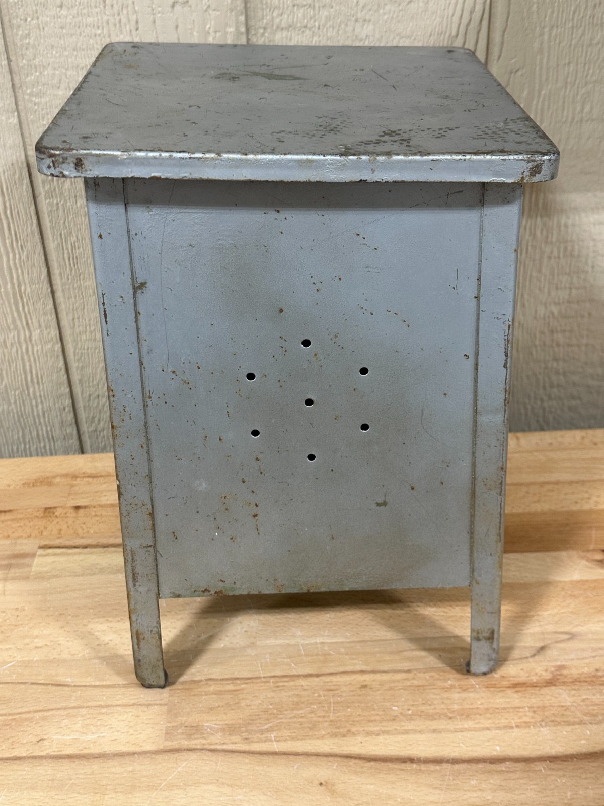 Vintage Potato & onion bin storage metal farmhouse primitive cottage cabin 15″