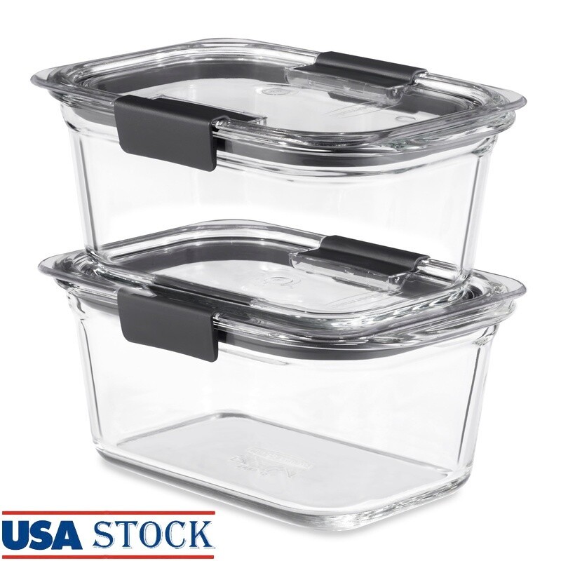 Airtight Glass Food Storage Containers 2-Pack BPA Free Leak Proof Microwave Safe