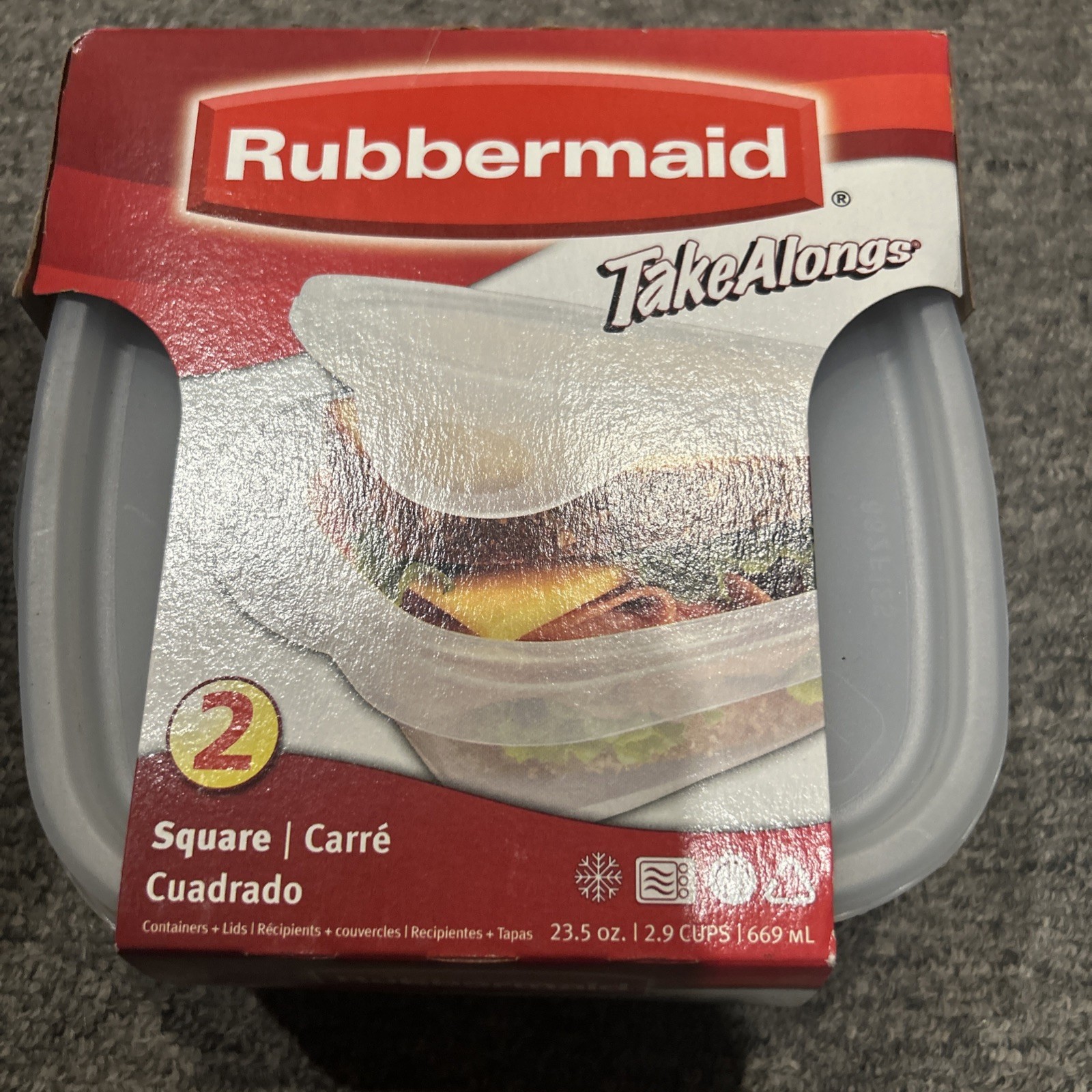 Rubbermaid Takealongs 2.9 Cup Square Food Storage Containers 2pc. PBA Free Clear