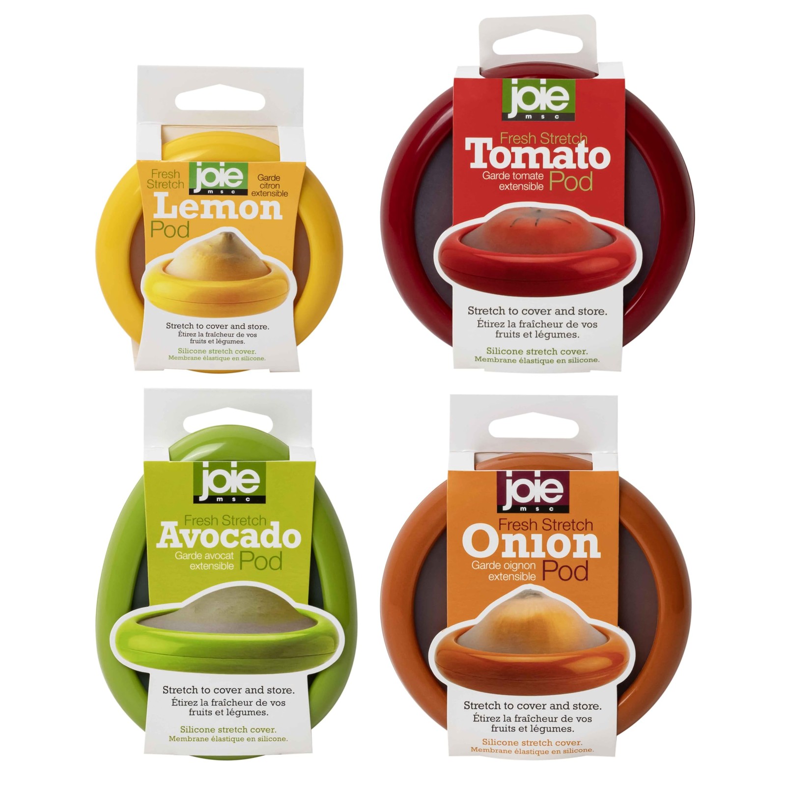 Joie Food Saver Set, Avocado, Tomato, Onion, 4 Count, Multi Pack Stretch Pods