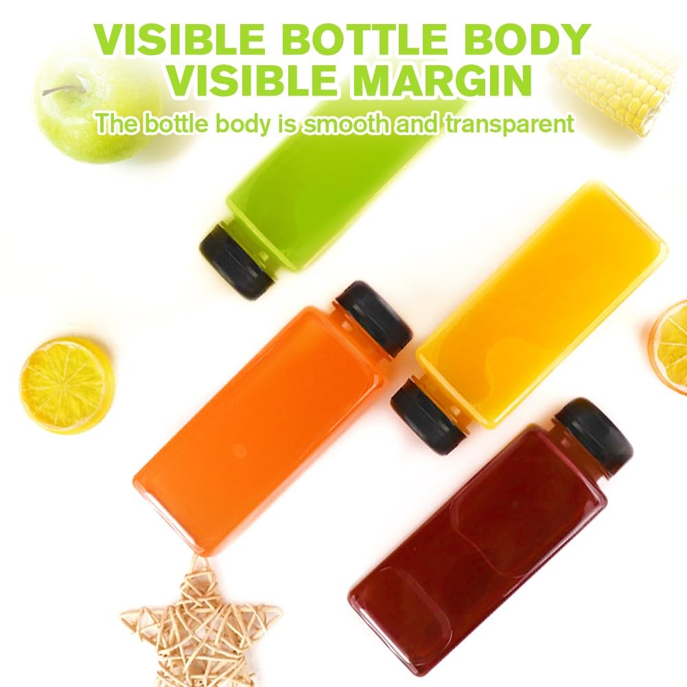 Plastic Juice Bottles with Caps 12Pcs -12oz Reusable Juice Containers with Ta…