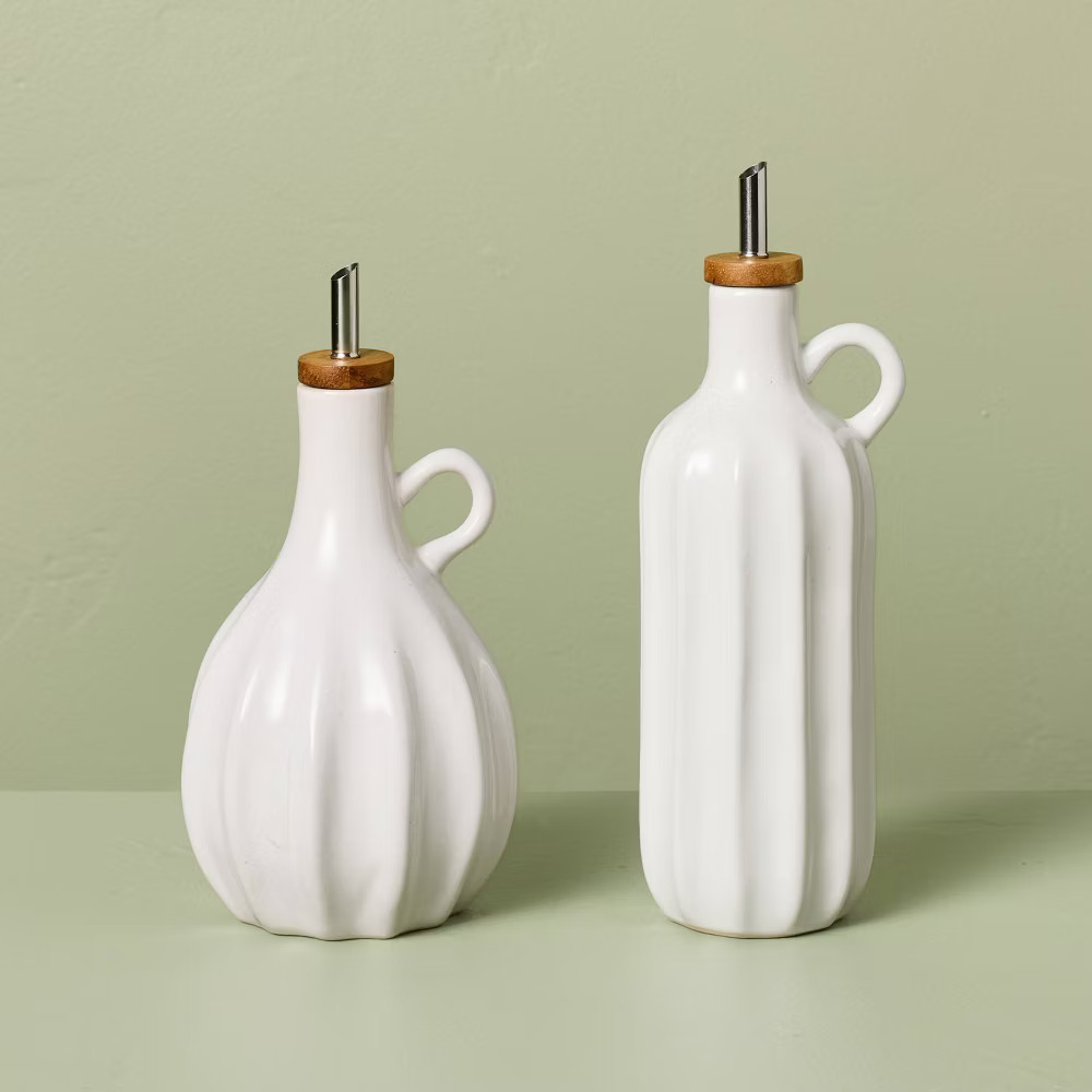 10oz 2pc Stoneware Oil and Vinegar Set Sour Cream – Hearth &