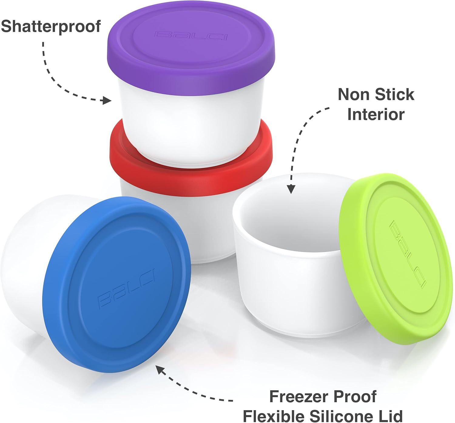 – 8Oz Mini Ice Cream Containers with Silicone Lids (Set of 4) – Freezer Food Sto