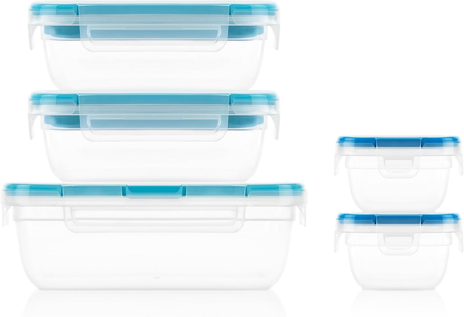 Plastic Total Solution 5-Pack Mixed Sizes Food Storage Containers Set, Leakpr…