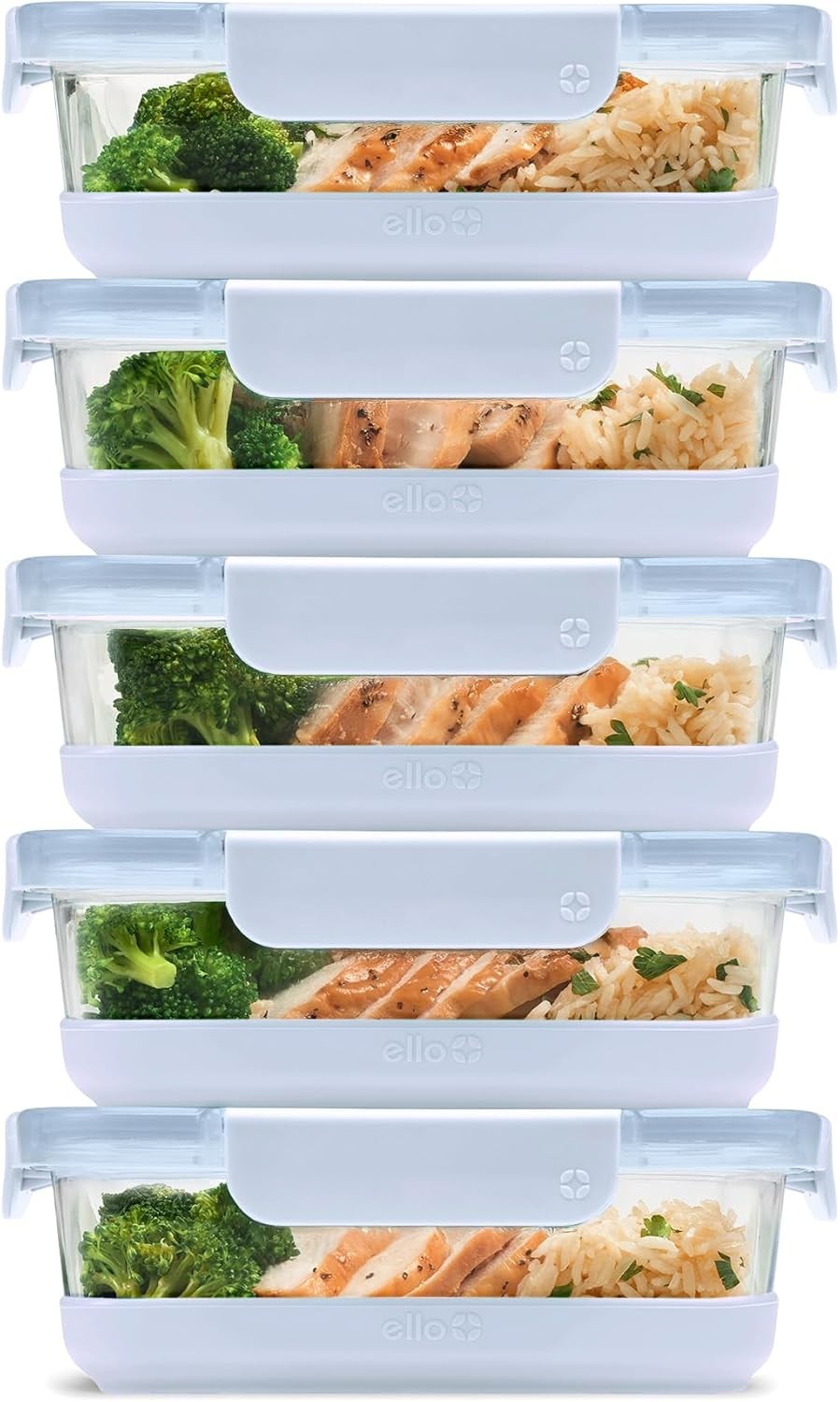 Duraglass 3.4 Cup Meal Prep Sets 10Pc, 5 Pack Set- Glass Food Storage Container
