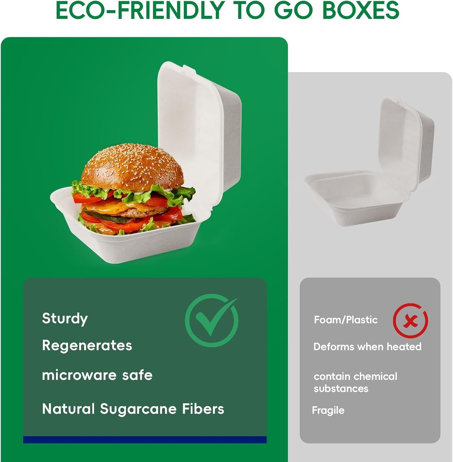 Clamshell Take Out Food Containers, [6 * 6″ 200-Pack] To Go Containers Dispos…