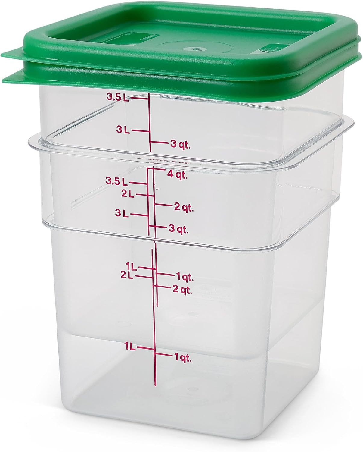Food Storage Container W/ Lid 2 Pack Classic Series Square W/ Green Lid 4 QT