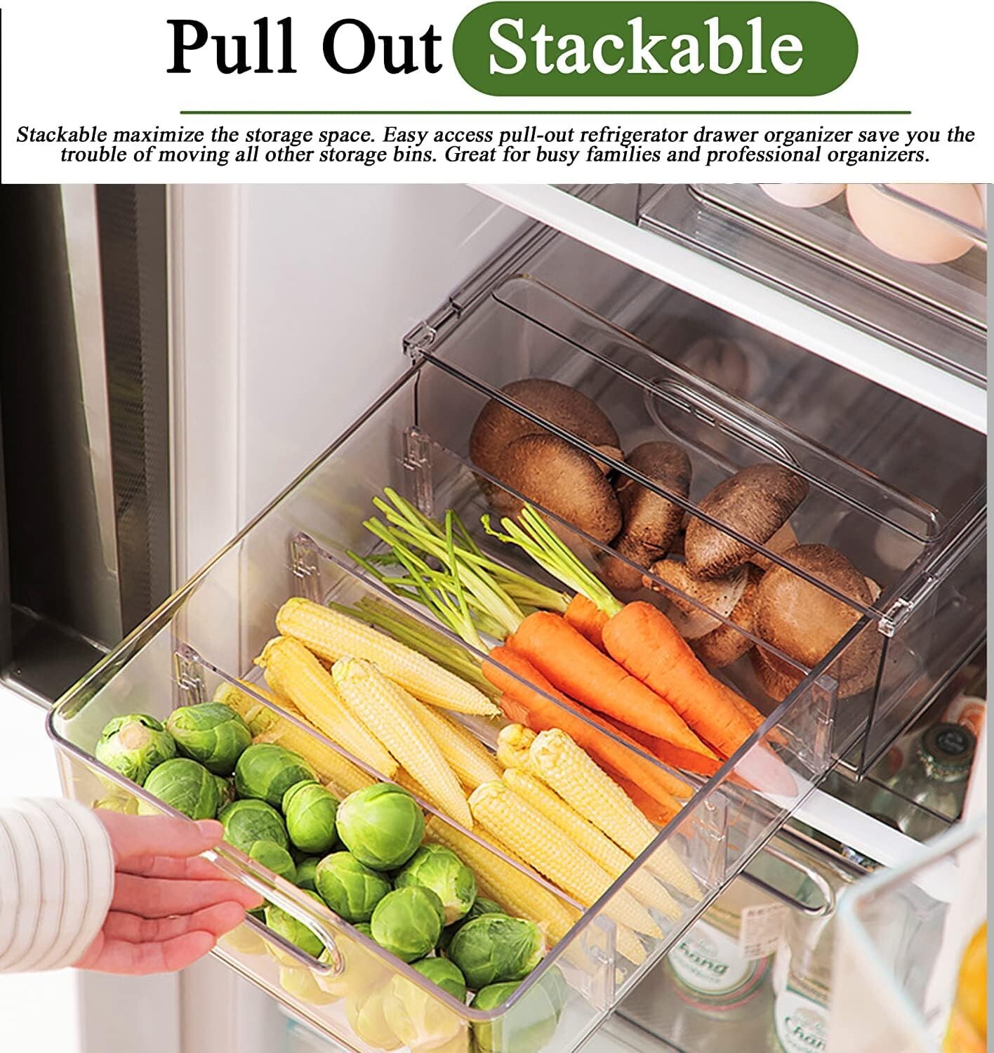 Thickened PET Fridge Drawer Organizers – Complete 3-Pack Set for Neater Storage