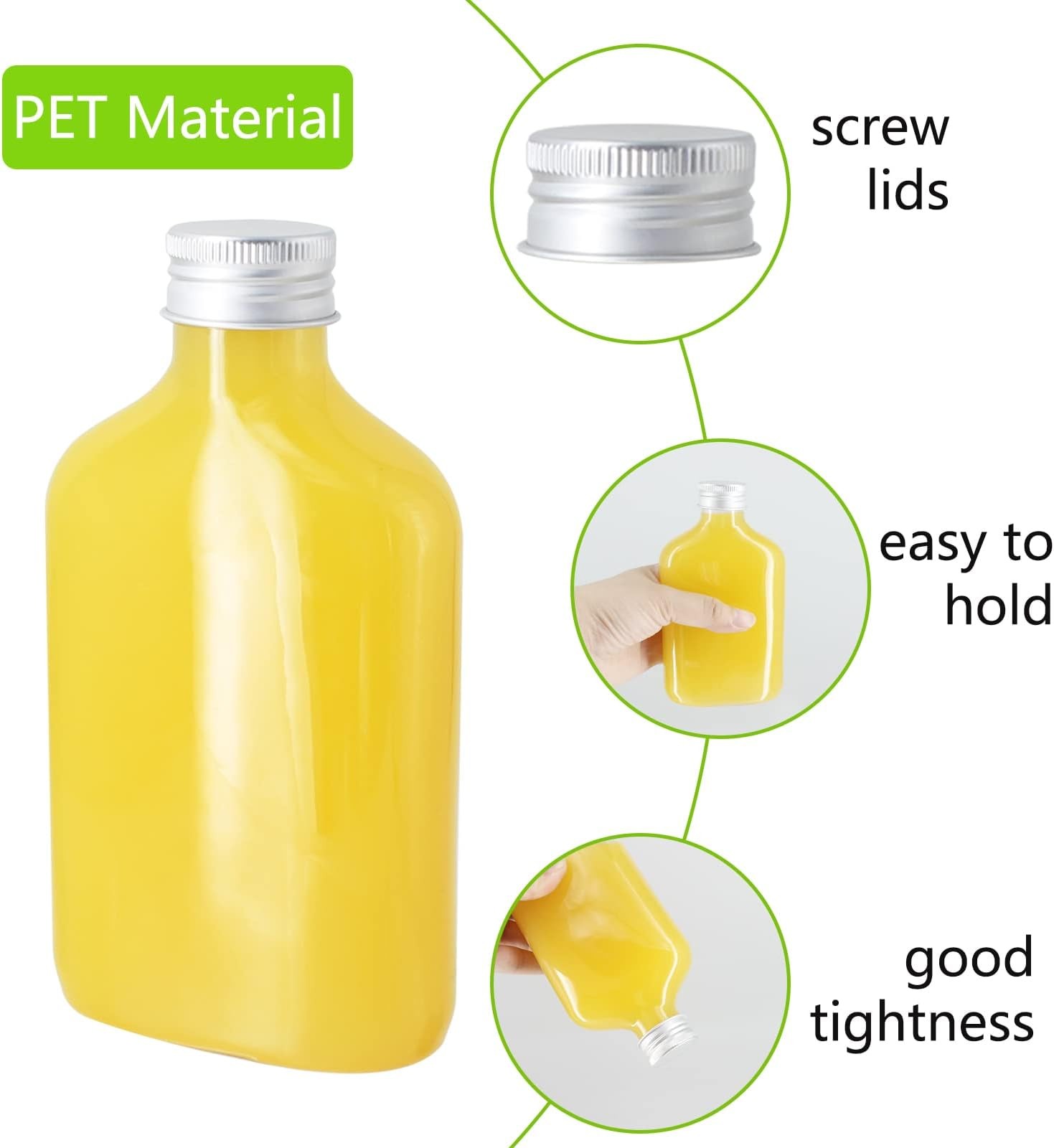 zmybcpack 24 Pack 8oz Plastic Juice Bottles with Caps, Flat Juice Bottles Bev…
