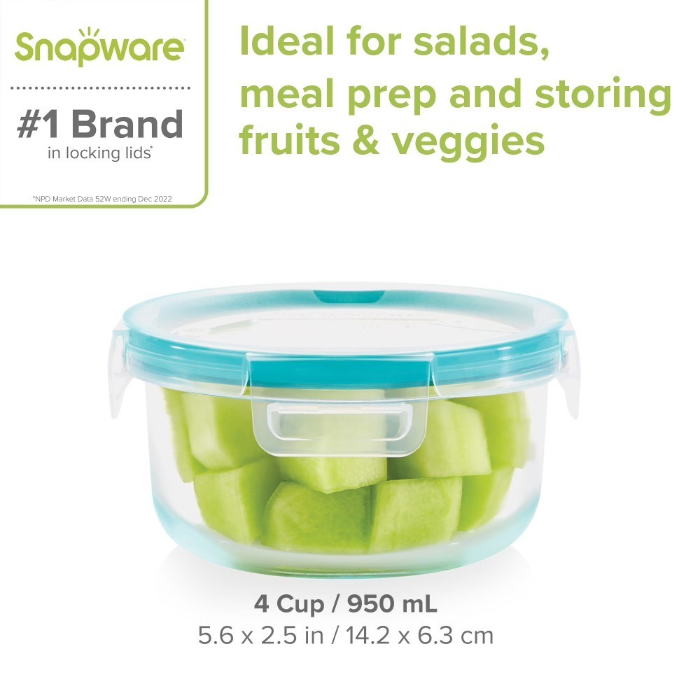 4 Cup Glass Food Storage Container with Lid for Dry Goods and Bulk Ingredients