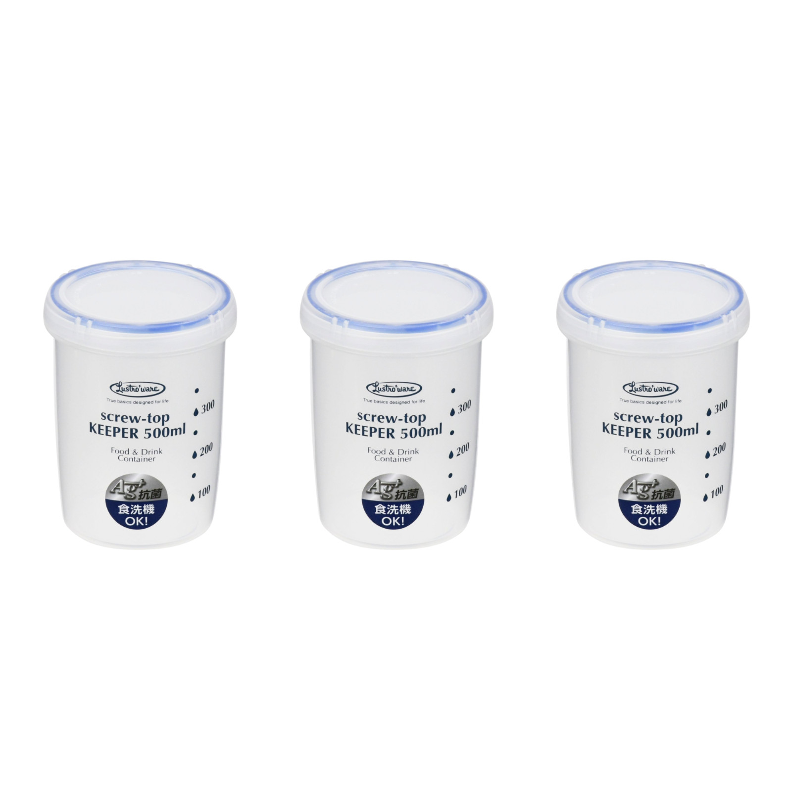 Set of 3, Lustroware Airtight Food Storage Container Set with Screw Top Lid