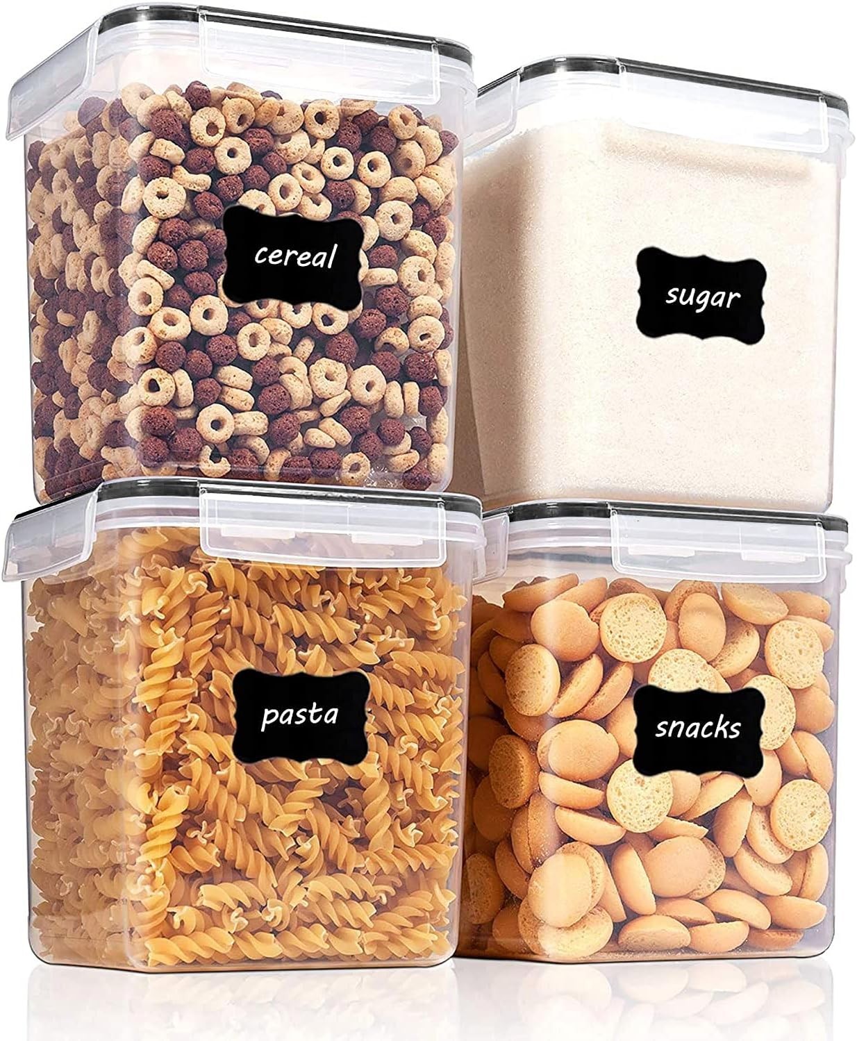 Durable 4-Pack 2.5L Airtight Kitchen Storage Containers with Measuring Cups