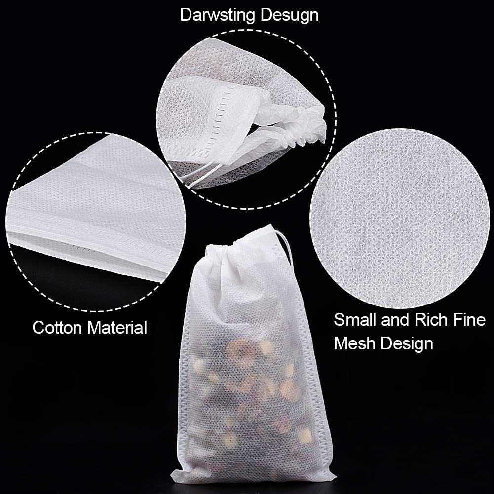 Fenshine 100Pcs Large Tea Bag – 4″ x 6″ 100pcs Non-Woven Fabrics, White