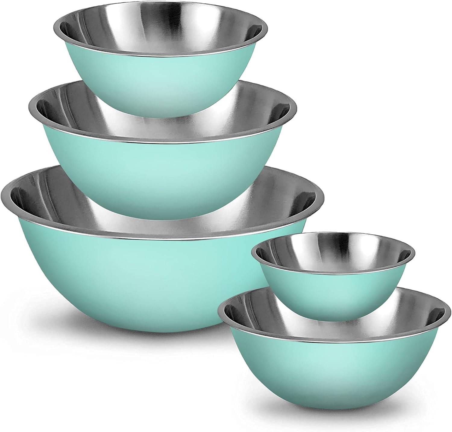 Meal Prep Stainless Steel Mixing Bowl 5-Piece Set Home Refrigerator & Kitchen