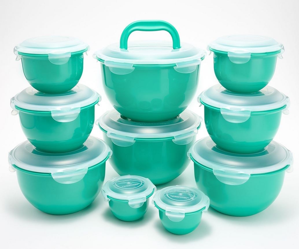 LocknLock 10-Pc Bowl Set,Nestable,Storage, Large Tulip Bowls PEACOCK , K99920