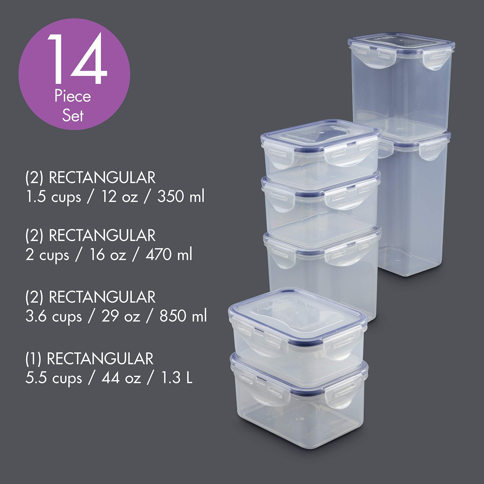 LOCK & LOCK Easy Essentials Food Storage lids/Airtight containers, BPA , 14 P…