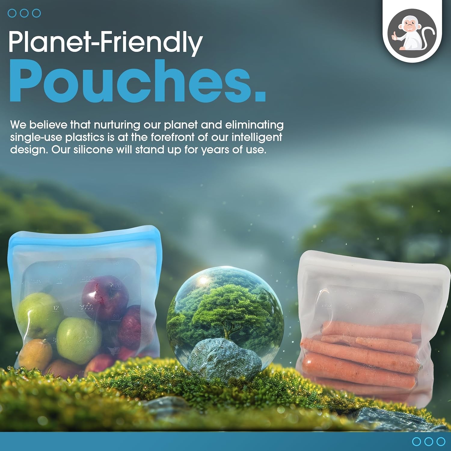 Reusable 1 Gallon Silicone Freezer Bag XXL 135 oz Clear Leakproof double-lock