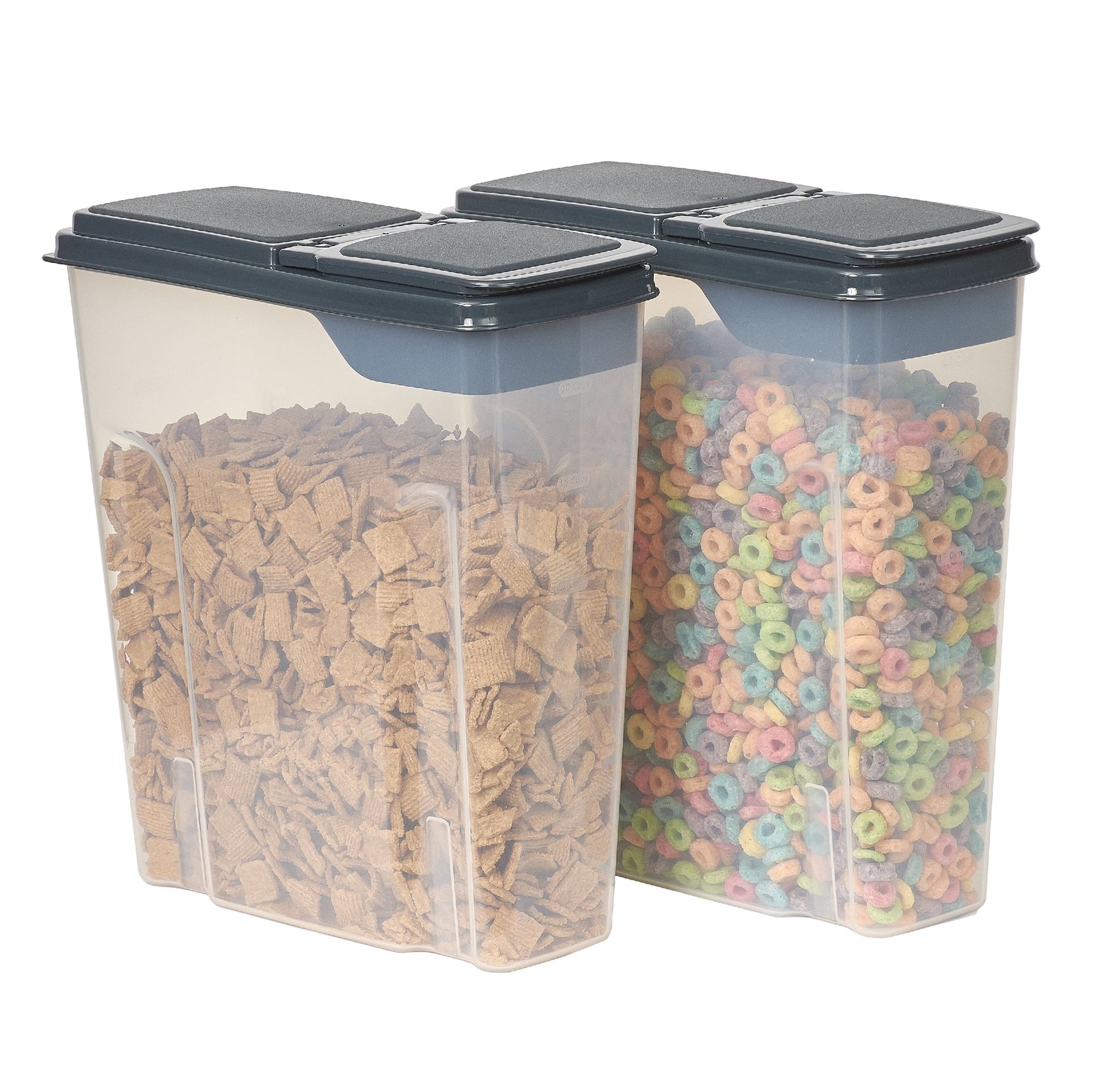 Mainstays 2-Pack Cereal Keeper, Plastic, 24 Cup – Dark Gray Lid