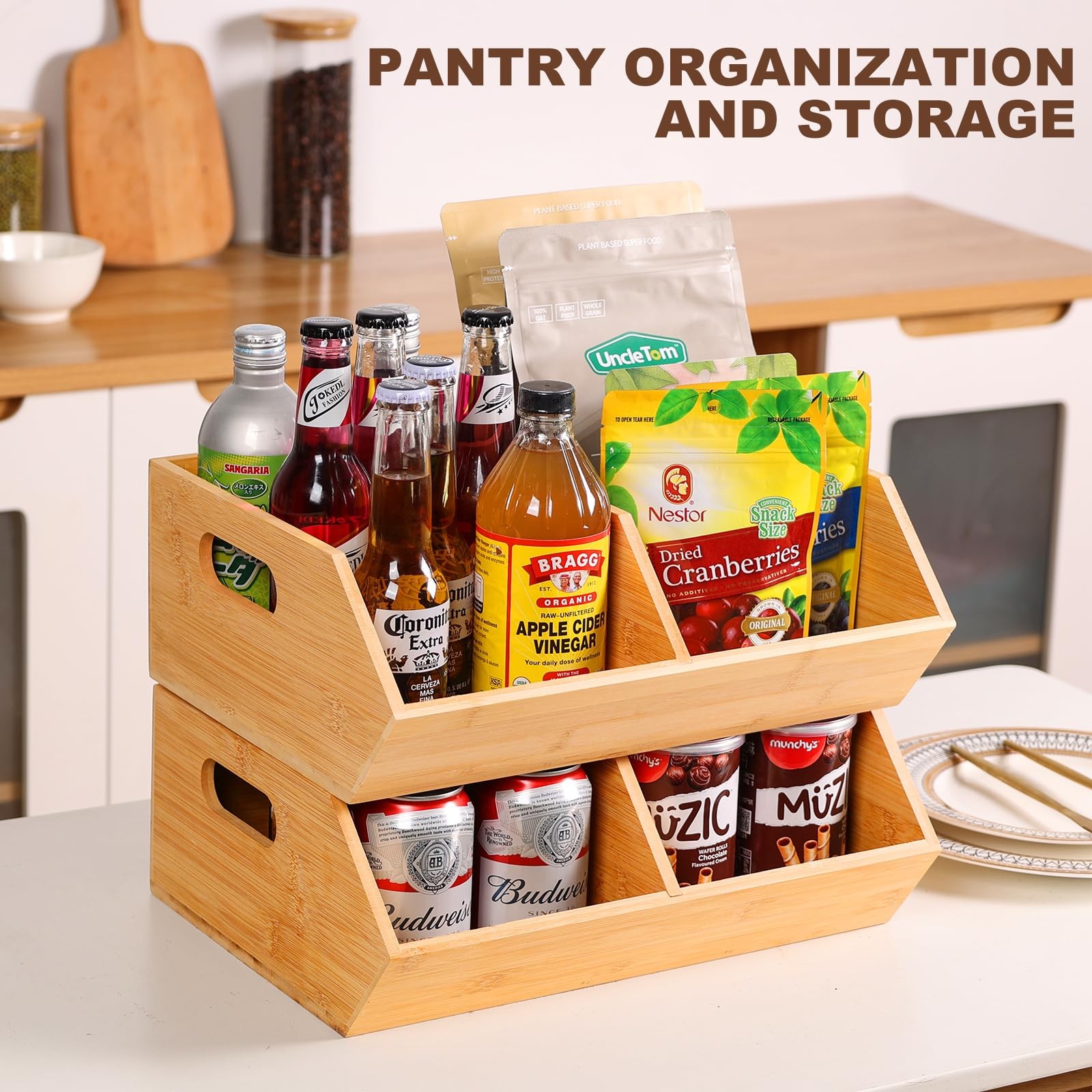 2 Set Storage Bins, Pantry Organizers and Storage, Kitchen Countertop Organiz…