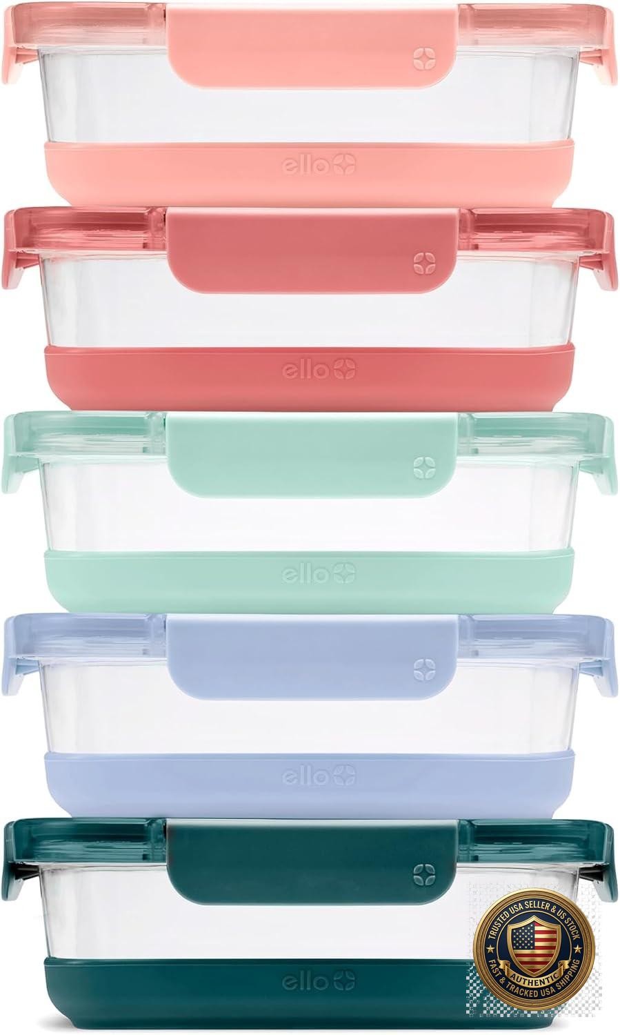 Glass Food Storage Containers 10 Pc Set Meal Prep Airtight Silicone Lids