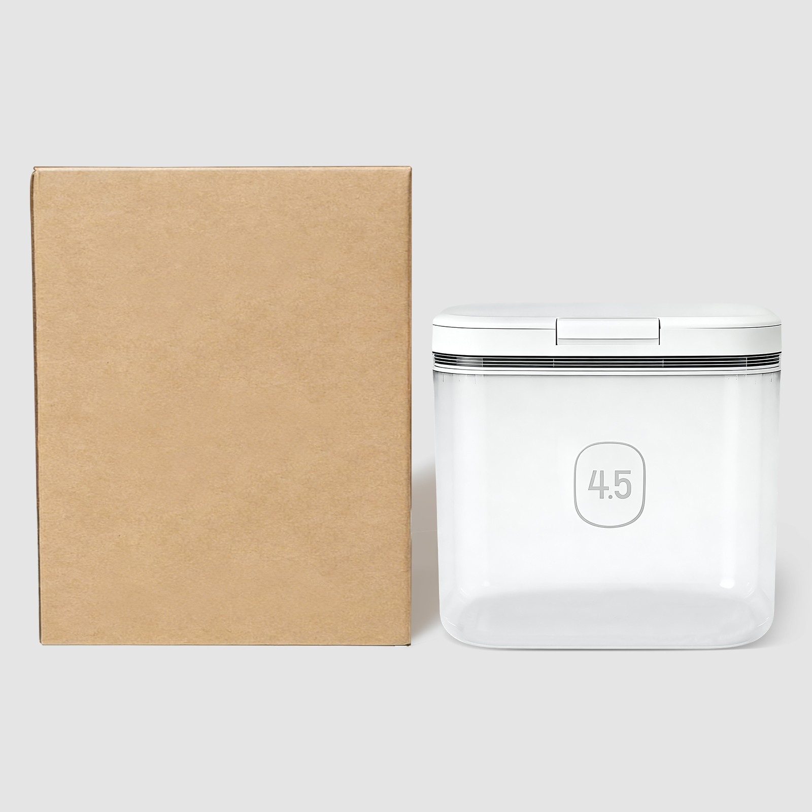 4.5L Flour Container with Measuring Cup, 8.07*6.54*7.6in PET Flour Container
