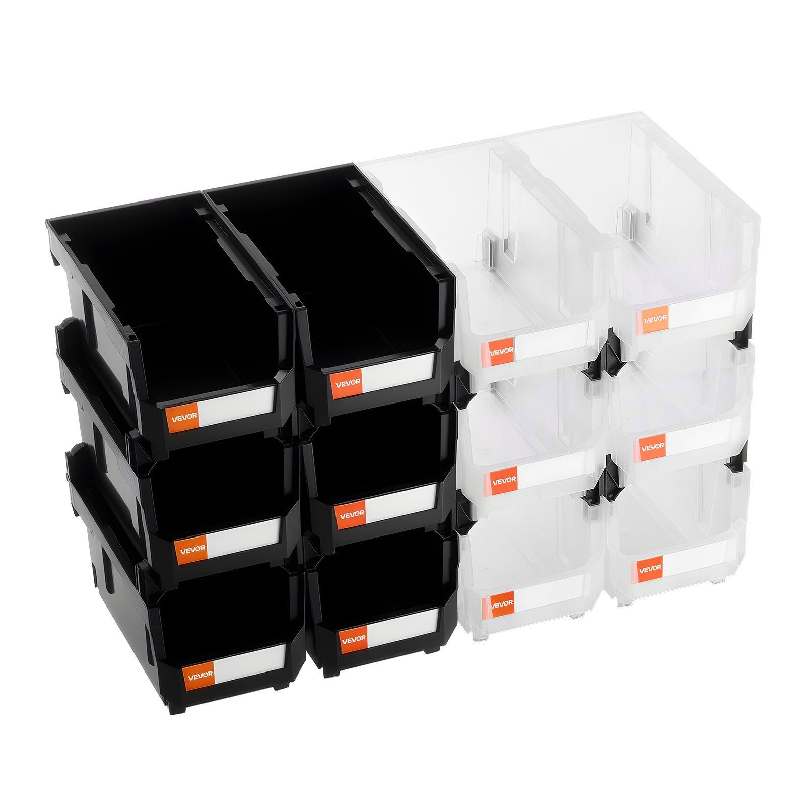 14.8×8.5×7.1in 12-Pack Stackable Bins for Craft Kitchen Office Spaces Versatile