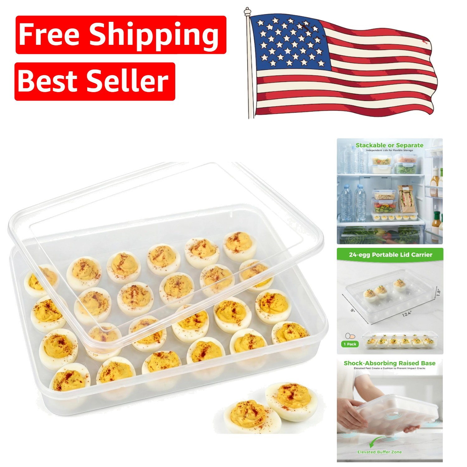 Elegant 24-Egg Deviled Egg Container with Snap Lid – Stylish Storage Solution