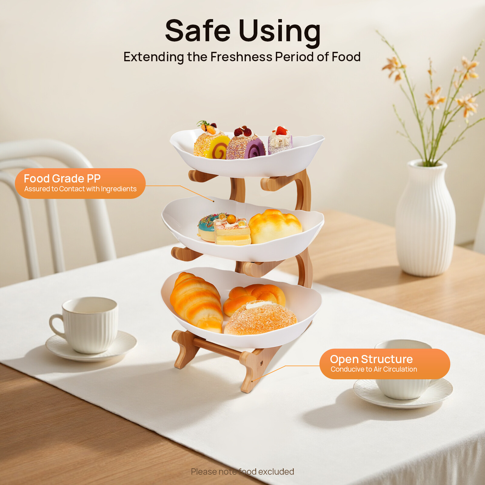 3Tier Fruit Basket Bowl Holder Stand Kitchen Organizer Snacks Vegetable Storage