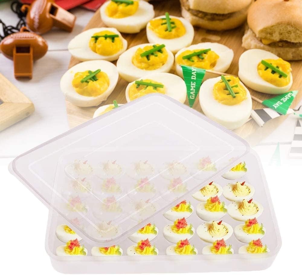 Covered Egg Holder for Refrigerator,30 Deviled Egg Tray with Lid,Plastic Egg …