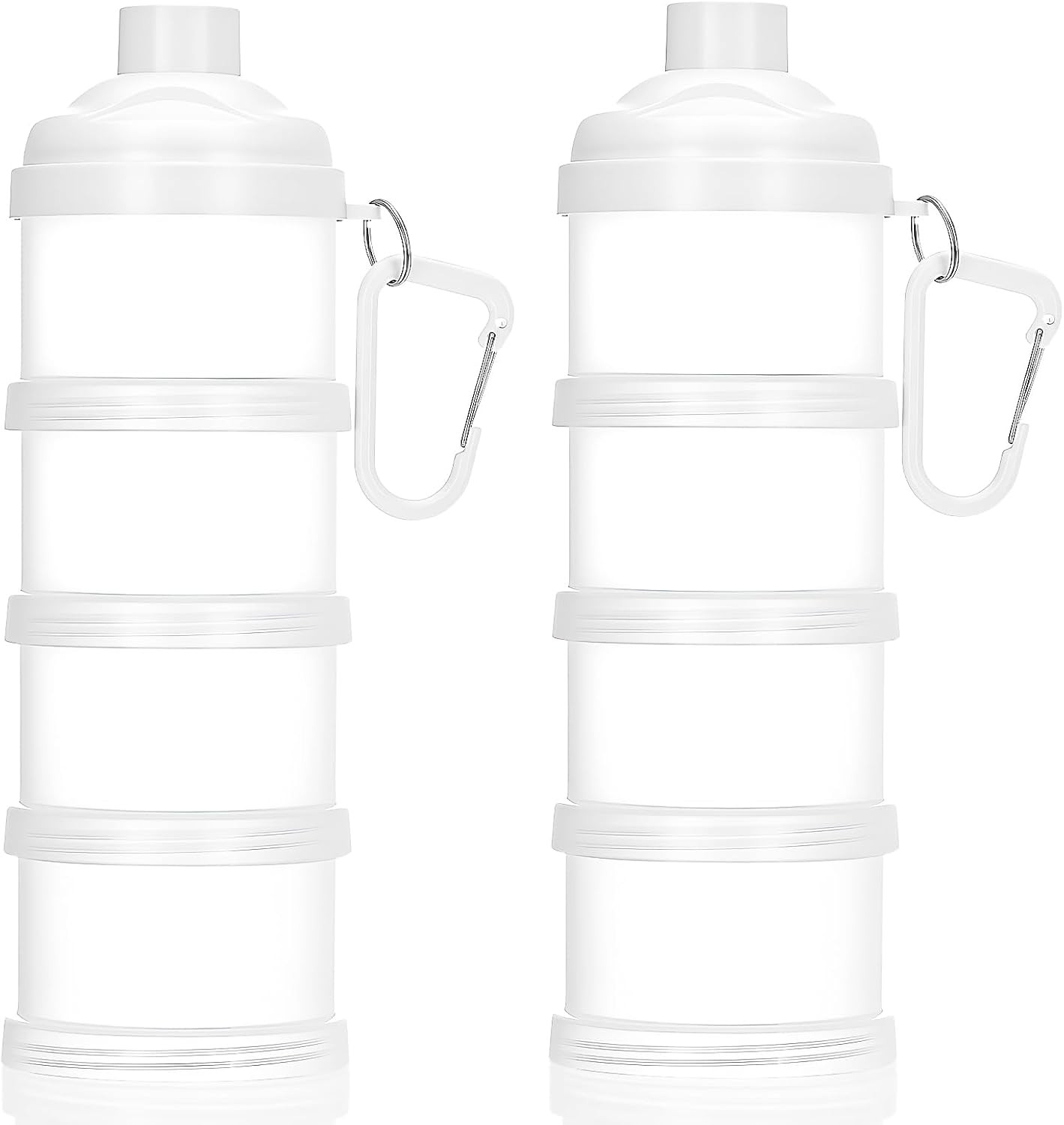 2 Pcs Protein Powder Travel Container with Funnels Stand, 4 Layers