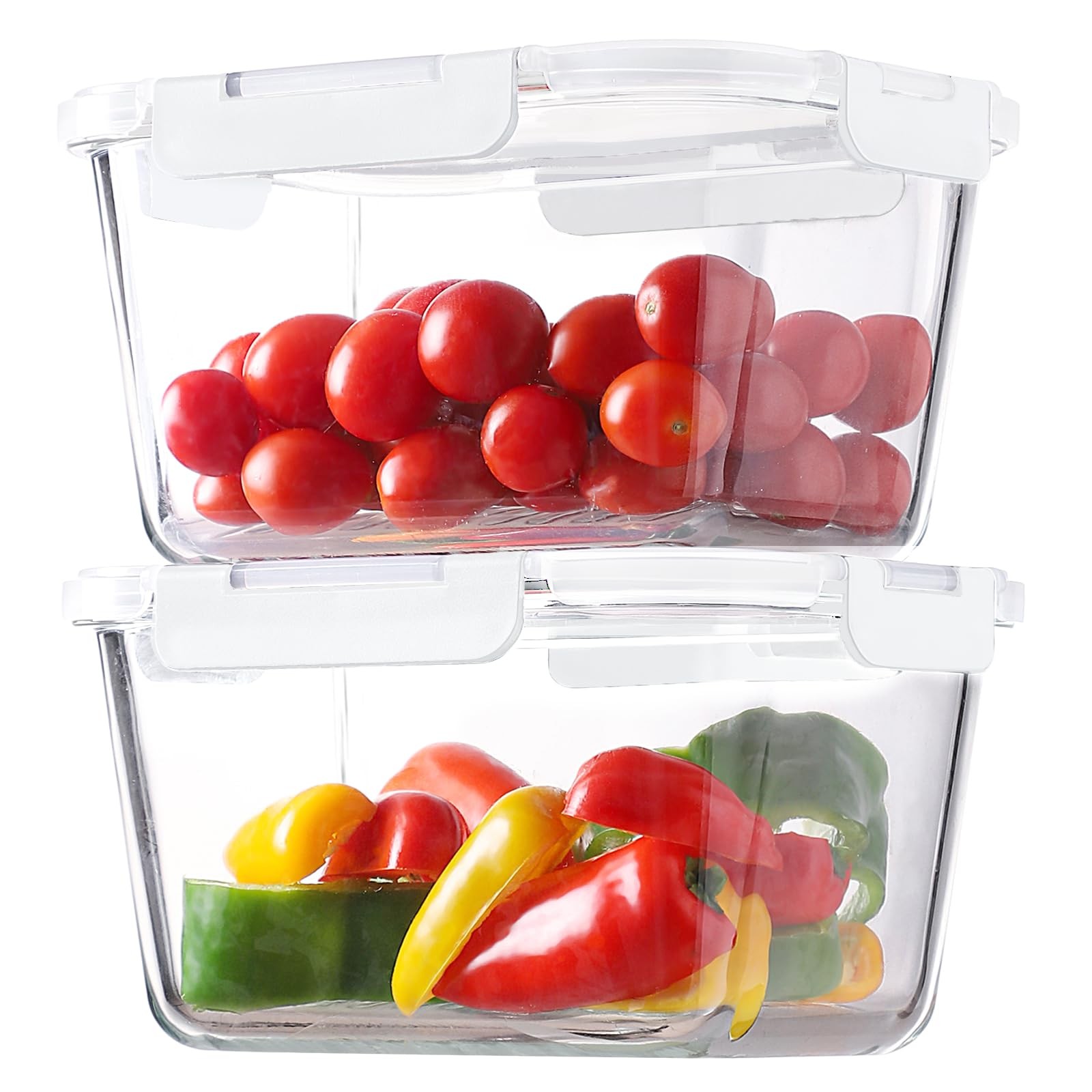 4 Pieces 63Oz/8Cup Large Glass Food Storage Containers with Lids, Meal Prep Cont