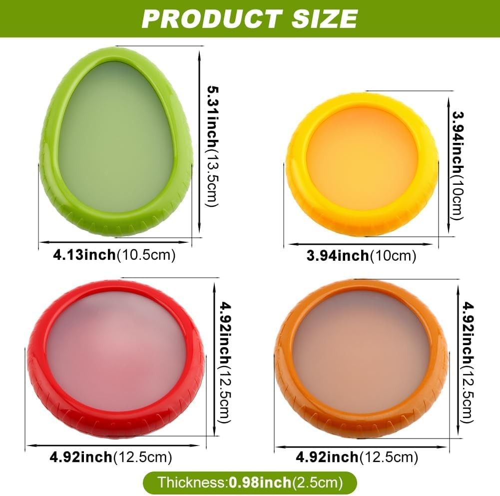 Avocado Saver and Tomato Holder – Set of 4 Reusable Storage Containers for Fr.