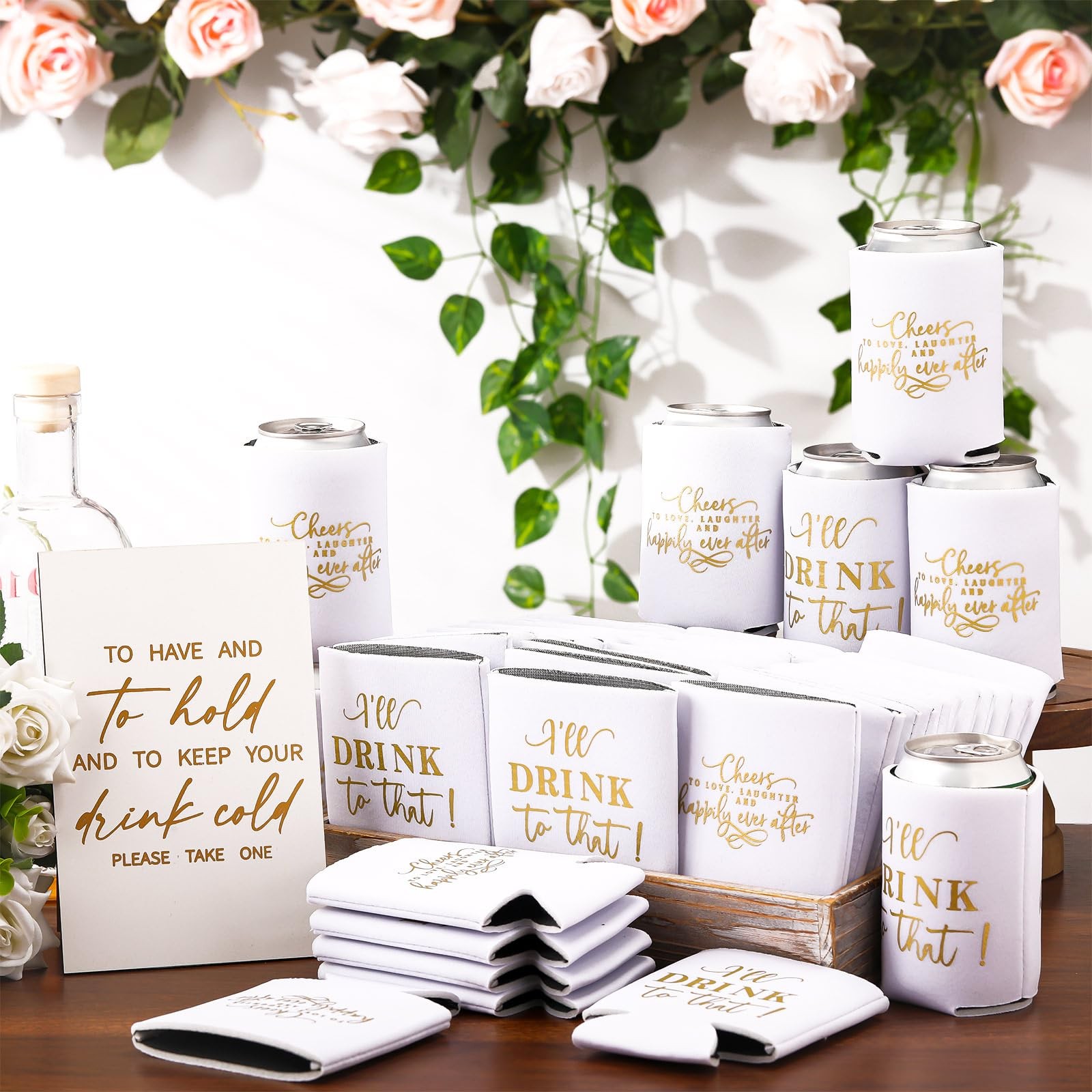 SiliFine 101 Wedding Can Coolers Bulk For 100 Guests Engagement Party Favors