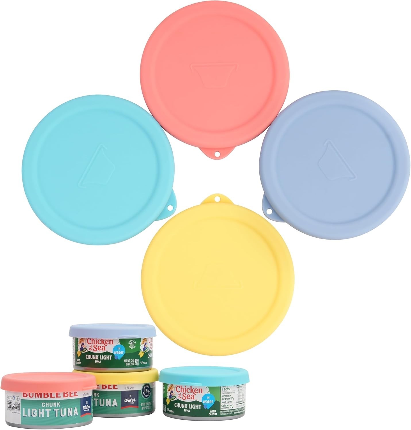 Reusable 4-Inch Silicone Lids for 12oz Tuna Cans – Dishwasher Safe Set of 4