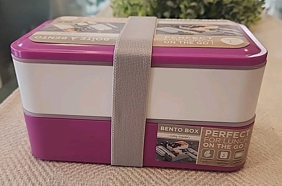 CORE Kitchen BENTO Purple Box Lunch Container ~ 2 Layers w/Cutlery ~ New