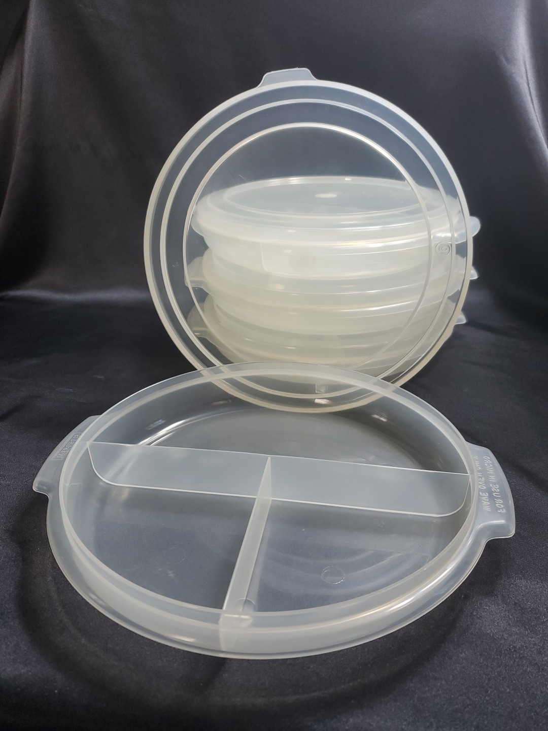 4 Betty Crocker Food Storge Containers Superseal 3 Compartment Translucent Vtg