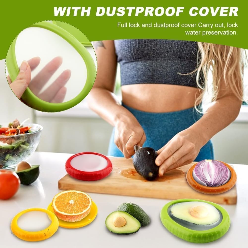 Avocado Saver and Tomato Holder – Set of 4 Reusable Storage Containers for Fr.