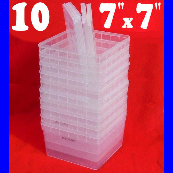 10 FurstGroup Clear Plastic Containers 5″x7¼”x7¼” + 10 Snap-On Lids