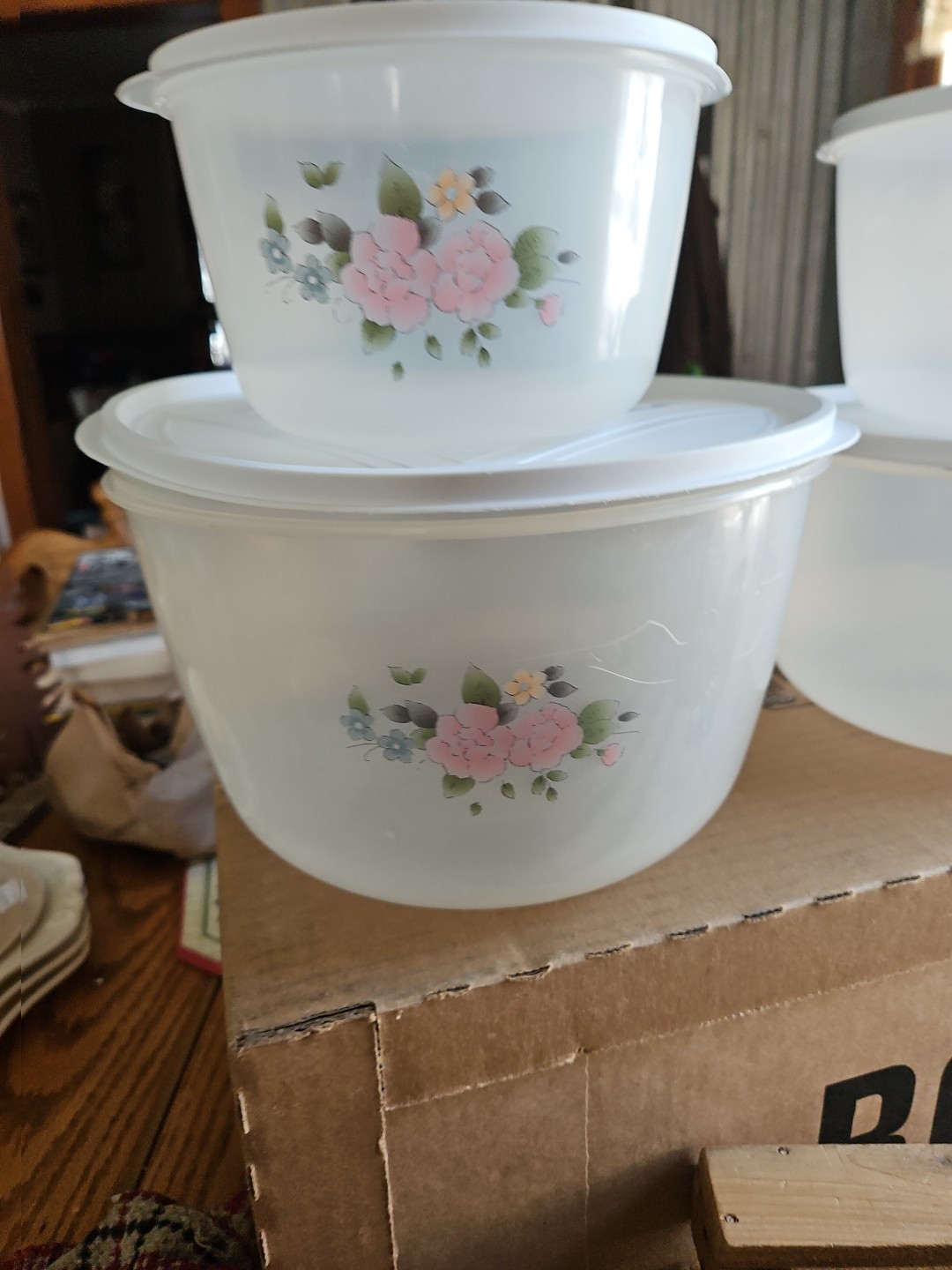 Pfaltzgraff Tea Rose Vintage Freezette II Plastic Container Set EUC – RARE ITEM!