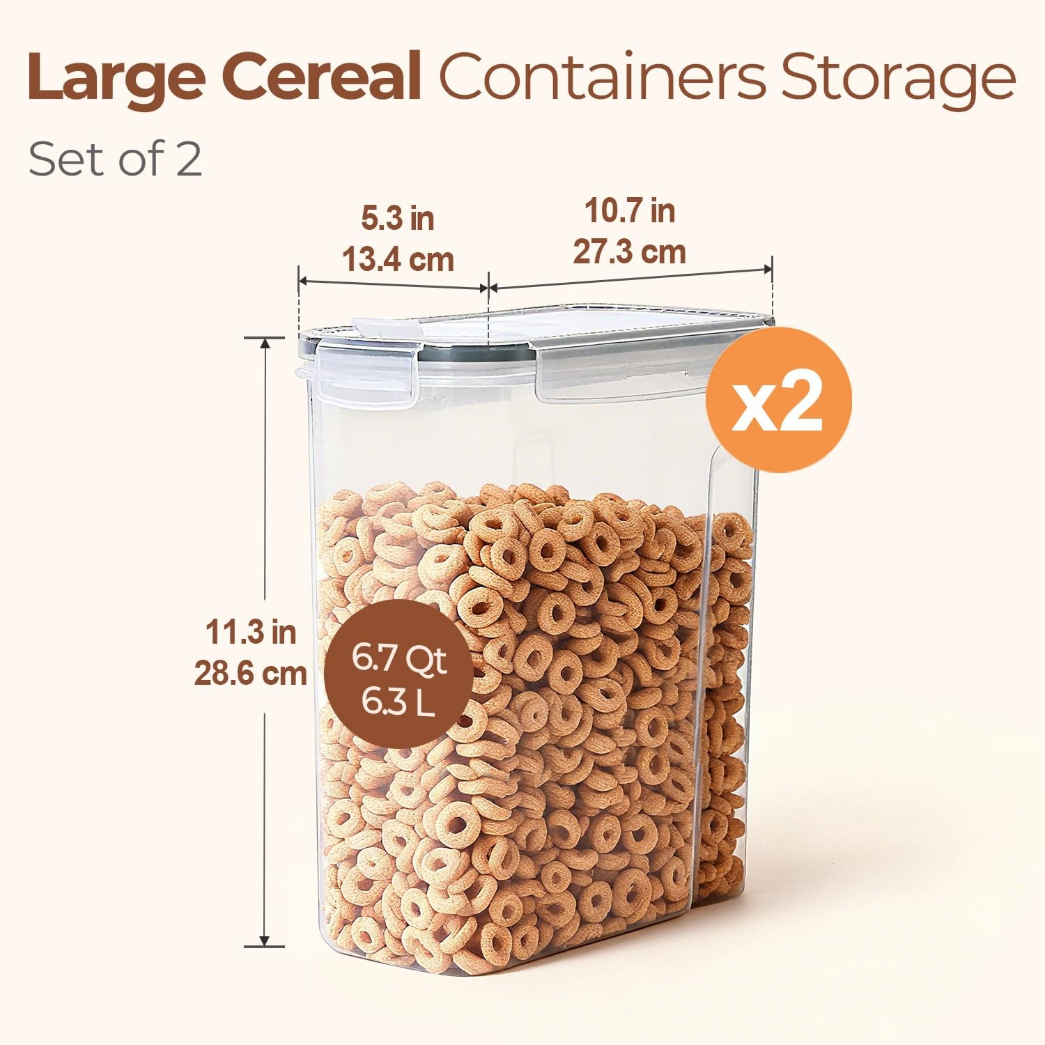 ComSaf 6.7Qt Cereal Storage Container Set of 2 – Ideal for Home Cooks Storing…