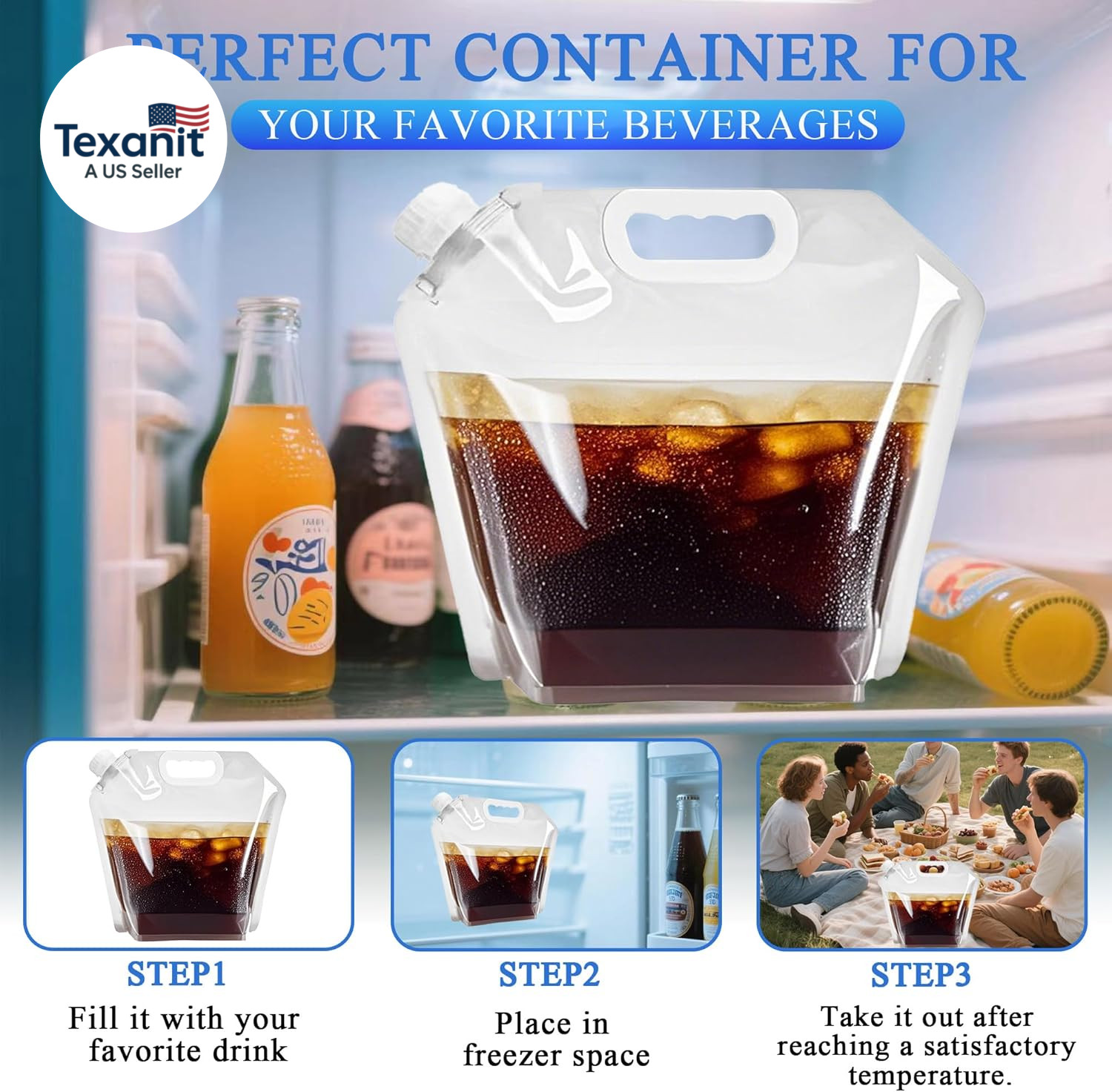 4 Pack Collapsible Water Jugs, 1.3/2.6 Gallon – BPA Free Clear Plastic Water Bag