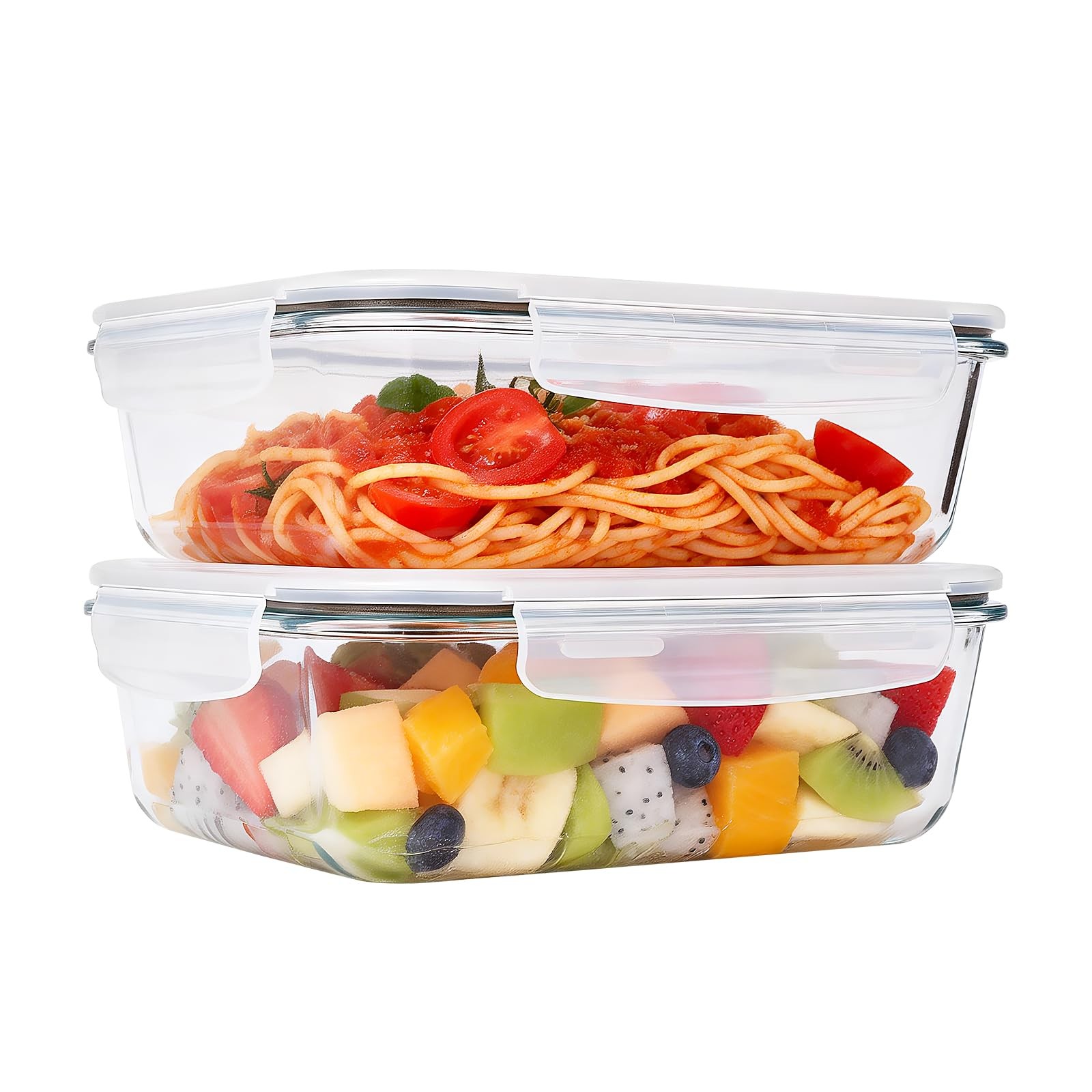 2 Pack 78 Oz / 9.8 Cups Large Glass Food Storage Containers with Lids, Borosi…