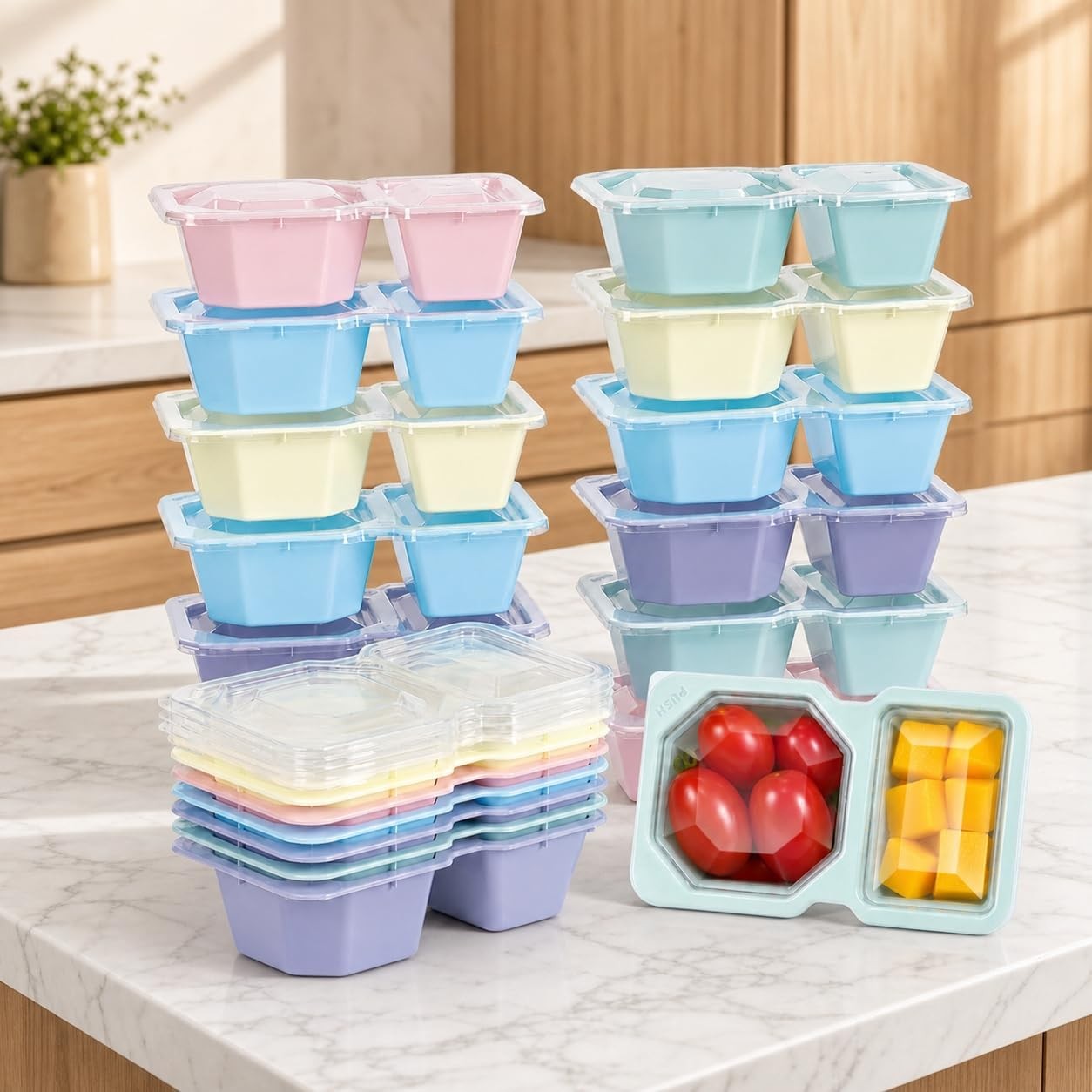 8 oz Snack Containers with Lids, Disposable, 5-Color Bundle, 20 Sets | 2
