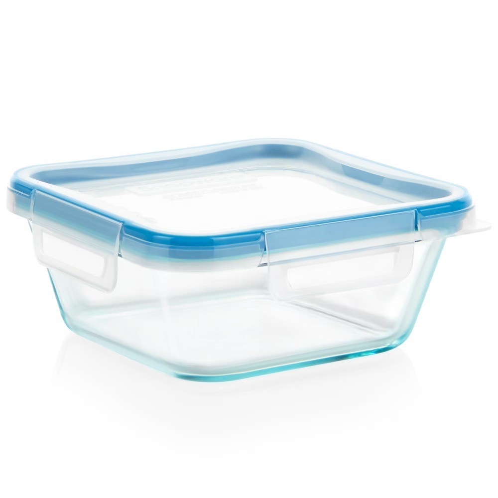 4-Cup Square Glass Storage Container with Lid for Dry Goods and Bulk Ingredients