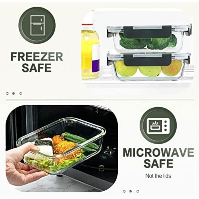 Glass Food Storage Containers Set of 30 Pieces with Snap Lock Lids Airtight Meal