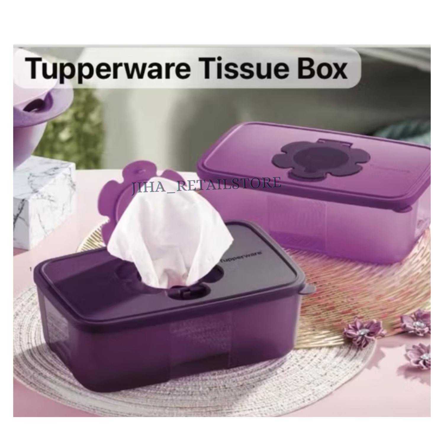 Tupperware Tissue Paper Storage Box Purple Container 1.7L