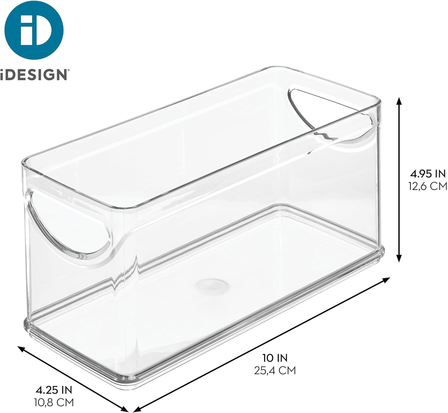 Narrow Pantry Bin with Handles for Kitchen Cabinets or Fridge, Set of 2, Clear,
