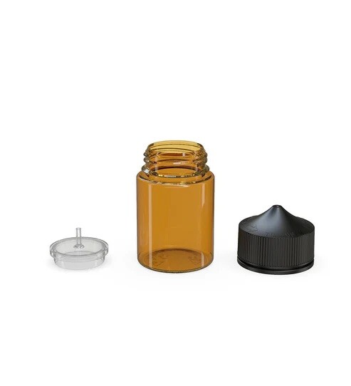 CHUBBY GORILLA 60ML STUBBY BOTTLES (5pack) TRANSLUCENT AMBER BOTTLE/BLACK LID
