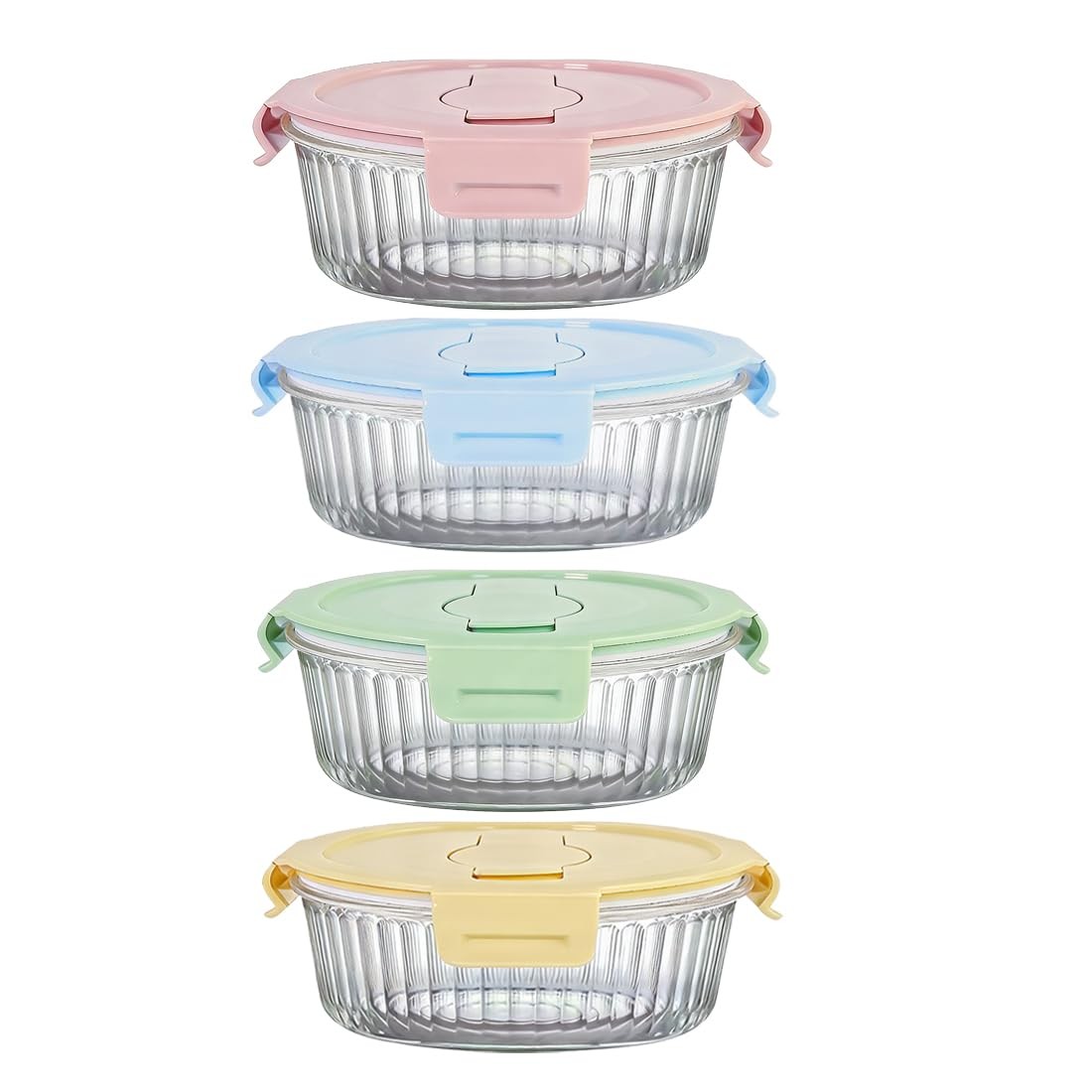 12oz Round Glass Food Storage Containers with Lids and Foldable Cutlery, 1.5 …